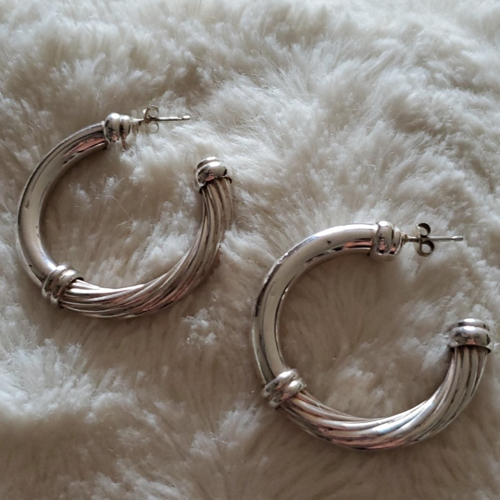 Large Sterling Silver Hoop Earrings